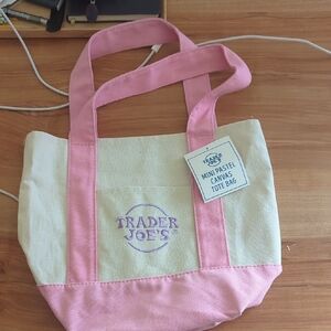 Pink and Cream Canvas Tote Bag